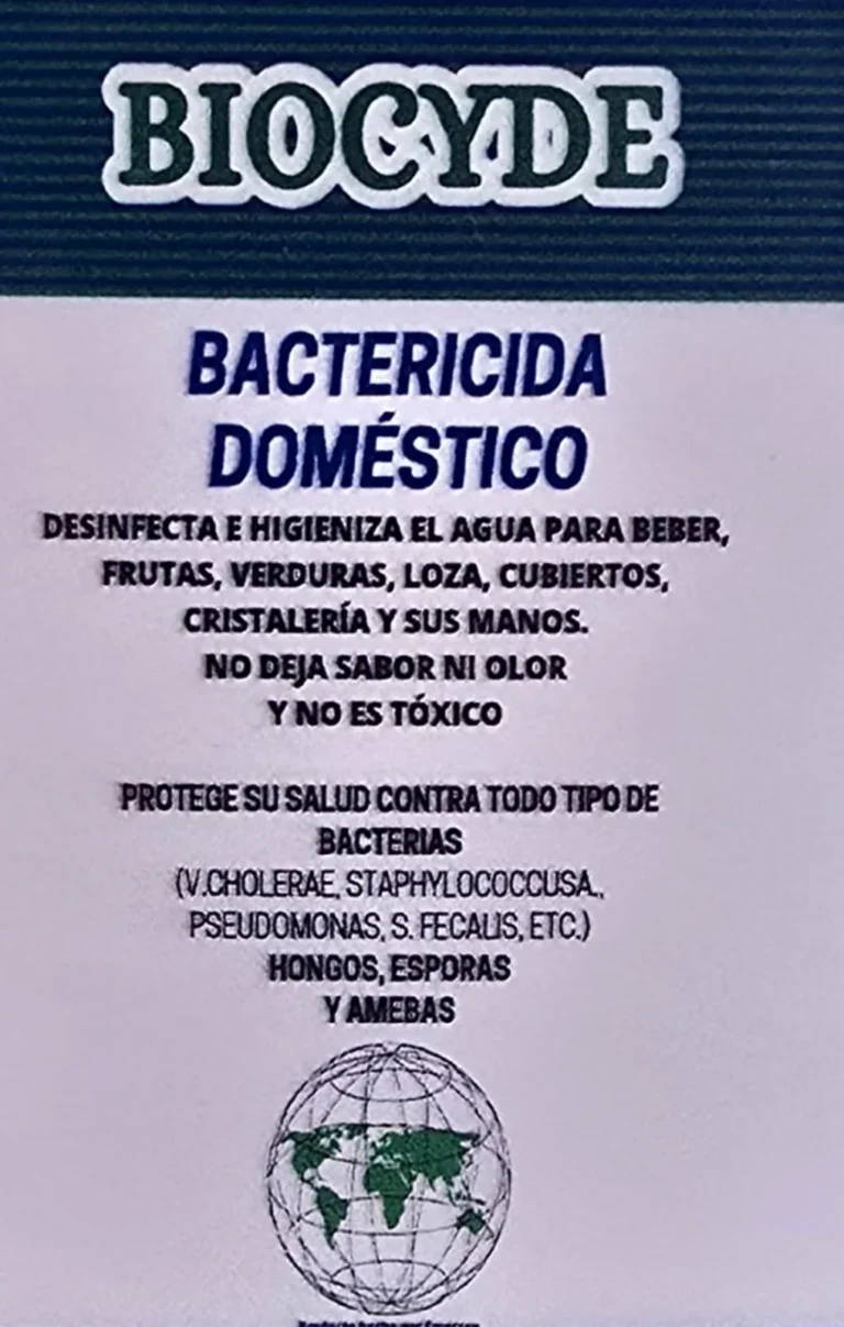 Etiqueta frontal de BIOCYDE bactericida doméstico